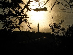 Ocaso con barco. %22Strada napoleonica%22